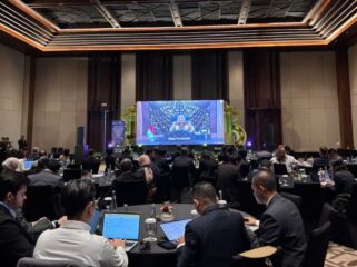 Menteri Koordinator Bidang Perekonomian Airlangga Hartarto ketika memberikan keynote speech pada acara “OECD Asia Roundtable on Digital Finance 2025” secara virtual, di Bali, Senin (1/12/2025). Foto : Kemenko Perekonomian)