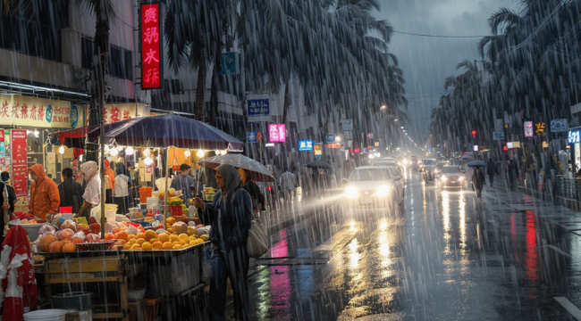 Ilustrasi cuaca hujan di kota tangerang (foto: lmarena)