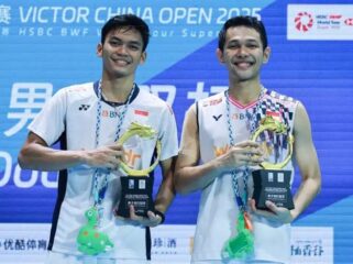 Pasangan Ganda Putra Fajar Alfian/Muhammad Shohibul Fikri menempati ranking 6 BWF. . (foto:Ist)