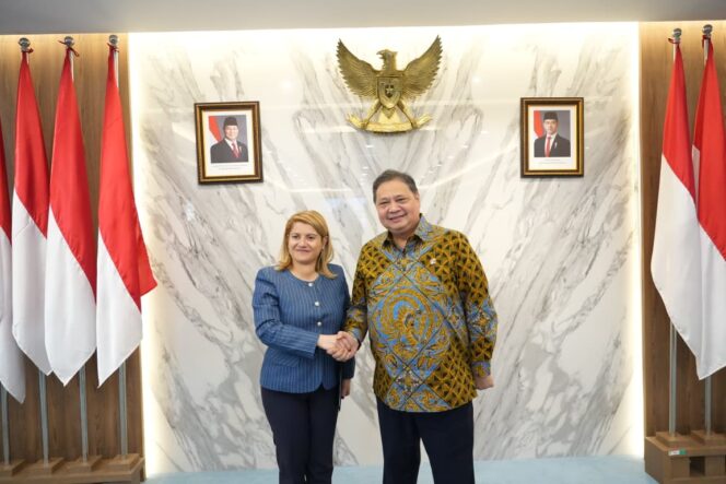 
					Menteri Koordinator Bidang Perekonomian Republik Indonesia Airlangga Hartarto, saat menerima kunjungan Wakil Menteri Luar Negeri Republik Italia Maria Tripodi,  Kamis (8/1/2026) di Jakarta.. (Foto: Humas Kemenko Perekonomian)