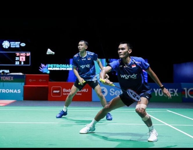 
					Pasangan ganda putra Indonesia Fajar Alfian/Muhammad Shohibul Fikri gagal melaju ke babak Final Malaysia Open 2026. (Foto: PBSI)