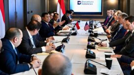Presiden Prabowo Subianto saat menerima 12 pimpina perusahaan di Washington DC. (Foto; Seskab/BPMI)
