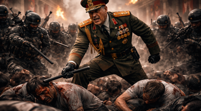 Ilustrasi pemimpin negara yang zalim pada rakyatnya. (Foto: AI)