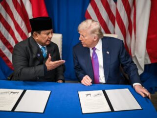 Presiden Prabowo Subianto Bersama Presiden Amerika Serikat Donald Trump usai penandatanganan  Kerjasama. (Foto: Seskab/BPMI)