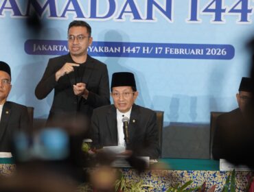 Menteri Agama Nasaruddin Umar saat memberikan penjelasan tentang awal Ramadan di Konferensi Pers Sidang Isbat di Hotel Borobudur Jakarta, Selasa (17/2/2026).. (Foto: Kemenag)
