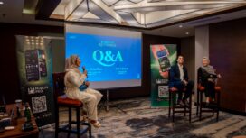 Chief Executive Officer Muslim Pro.Nafees Khundker dan Public Relations Manager Muslim Pro Siti Zahidah (kanan) saat hadir di peluncuran Layanan Ramadan Re Charge
(Foto : Muslim Pro)