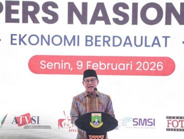 Menteri Koordinator Pemberdayaan Masyarakat (PM) A. Muhaimin Iskandar menghadiri Puncak Peringatan Hari Pers Nasional (HPN) Tahun 2026 mewakili Presiden Prabowo Subianto di Serang, Banten, Senin (9/2/2026).. (Foto : Humas Kemenko PM)