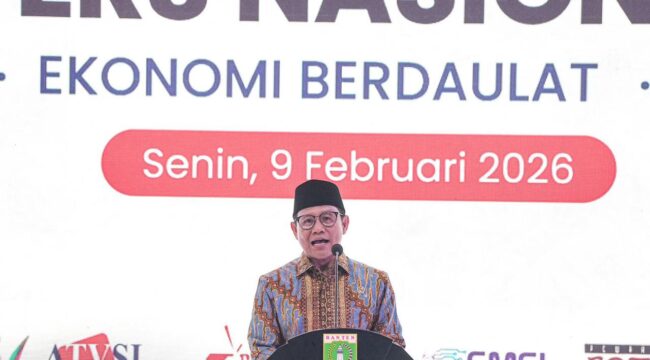 Menteri Koordinator Pemberdayaan Masyarakat (PM) A. Muhaimin Iskandar menghadiri Puncak Peringatan Hari Pers Nasional (HPN) Tahun 2026 mewakili Presiden Prabowo Subianto di Serang, Banten, Senin (9/2/2026).. (Foto : Humas Kemenko PM)