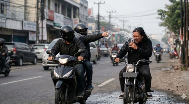 Ilustrasi,Penyiram air keras. (Foto: Ist)