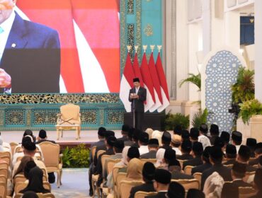 Menteri Agama Nasaruddin Umar saat menghadiri peringatan Nuzulul Qur'an. (Foto: Humas Kemenag)