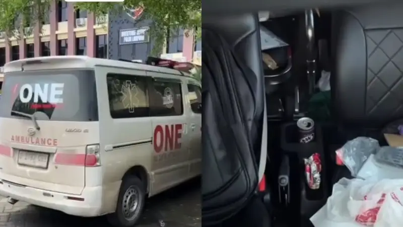 Mobil Ambulance yang diduga membawa sabu dari Lampung. (Foto: Bingkaikota)