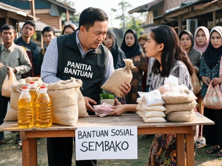 Praktek pungli saat pembagian bansos bagi masyarakat penerima manfaat (Foto: Ilustrasi)