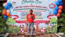 Camat Cibodas saat memberikan sambutan di HUT Ke-6 UMKM Cibodas Jasa.
