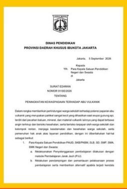 Jakarta Terapkan PJJ Mulai 7 September 2026 Imbas Abu Vulkanik Gunung Anak Krakatau